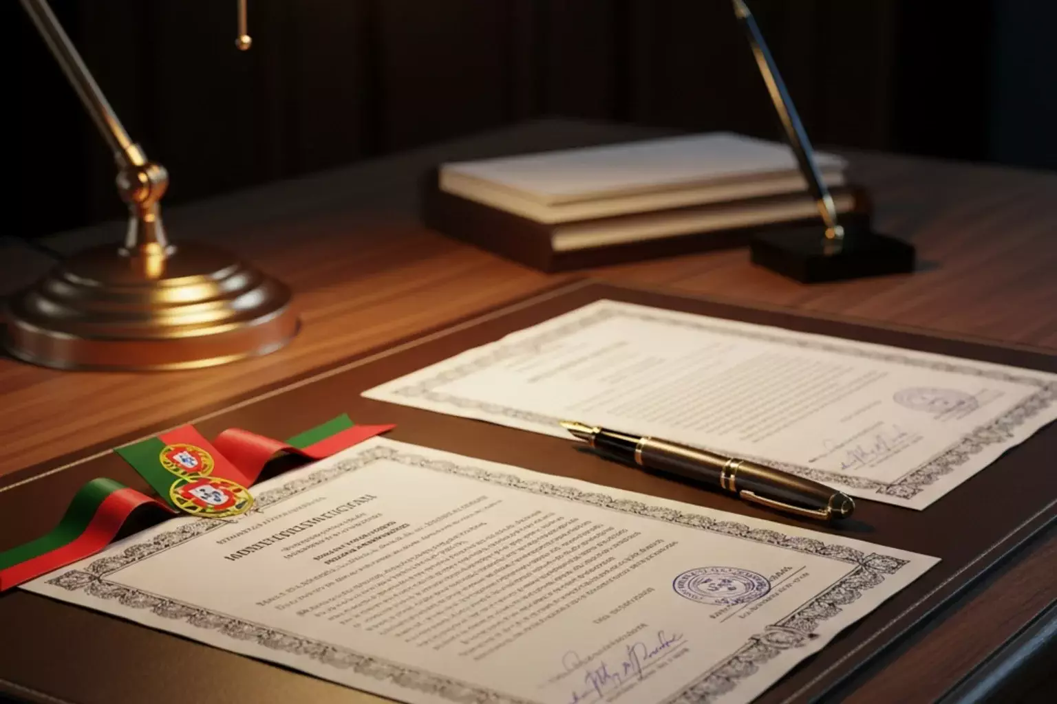 Documento oficial com selo de Portugal e símbolo de regulação